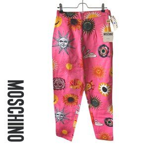 iconic moschino S/S 1993 celestial sun moon smiley print pink hot pants 27/28"